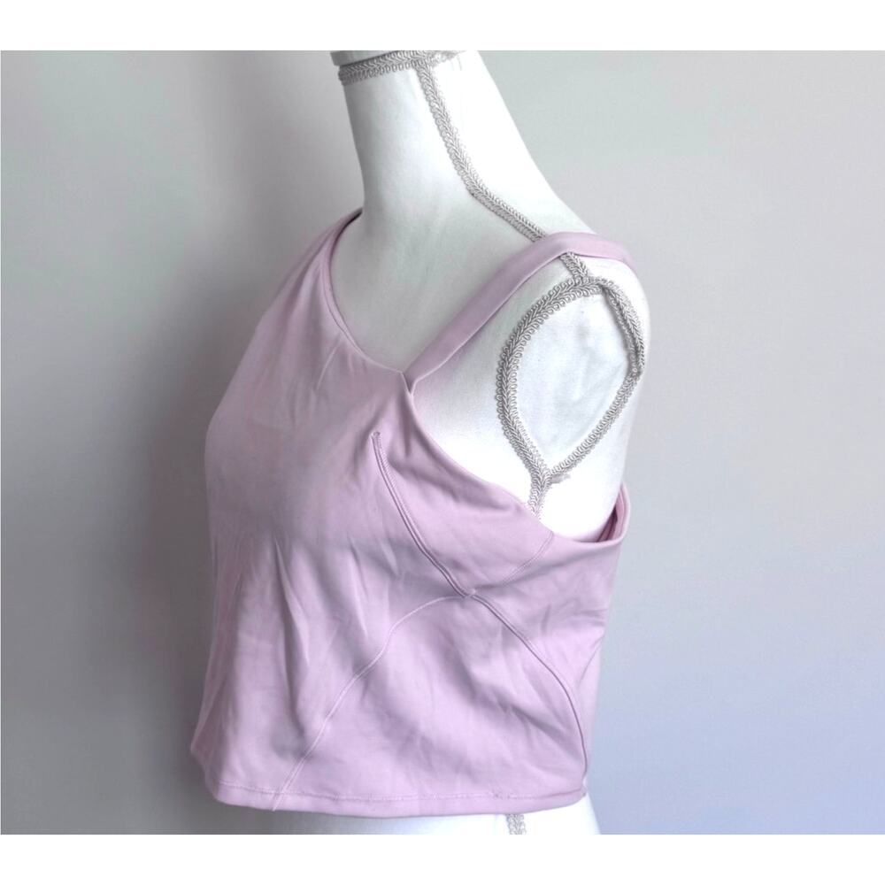Lululemon Asymmetrical Baby Pink Workout Tank Supportive Activewear Size 14 - Picture 3 of 5
